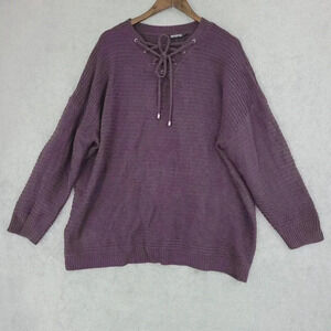 Bloomchic Womens Oversized Lace-Up Sweater Plus 22-24 Purple 100% Acrylic  5CT